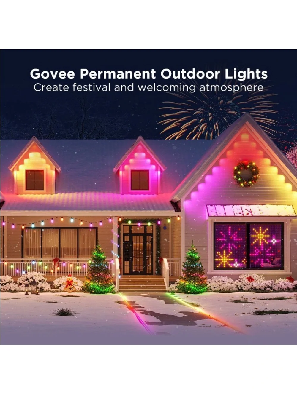 Open Box - Govee -  100ft RGBICW White Permanent Outdoor Lights  White